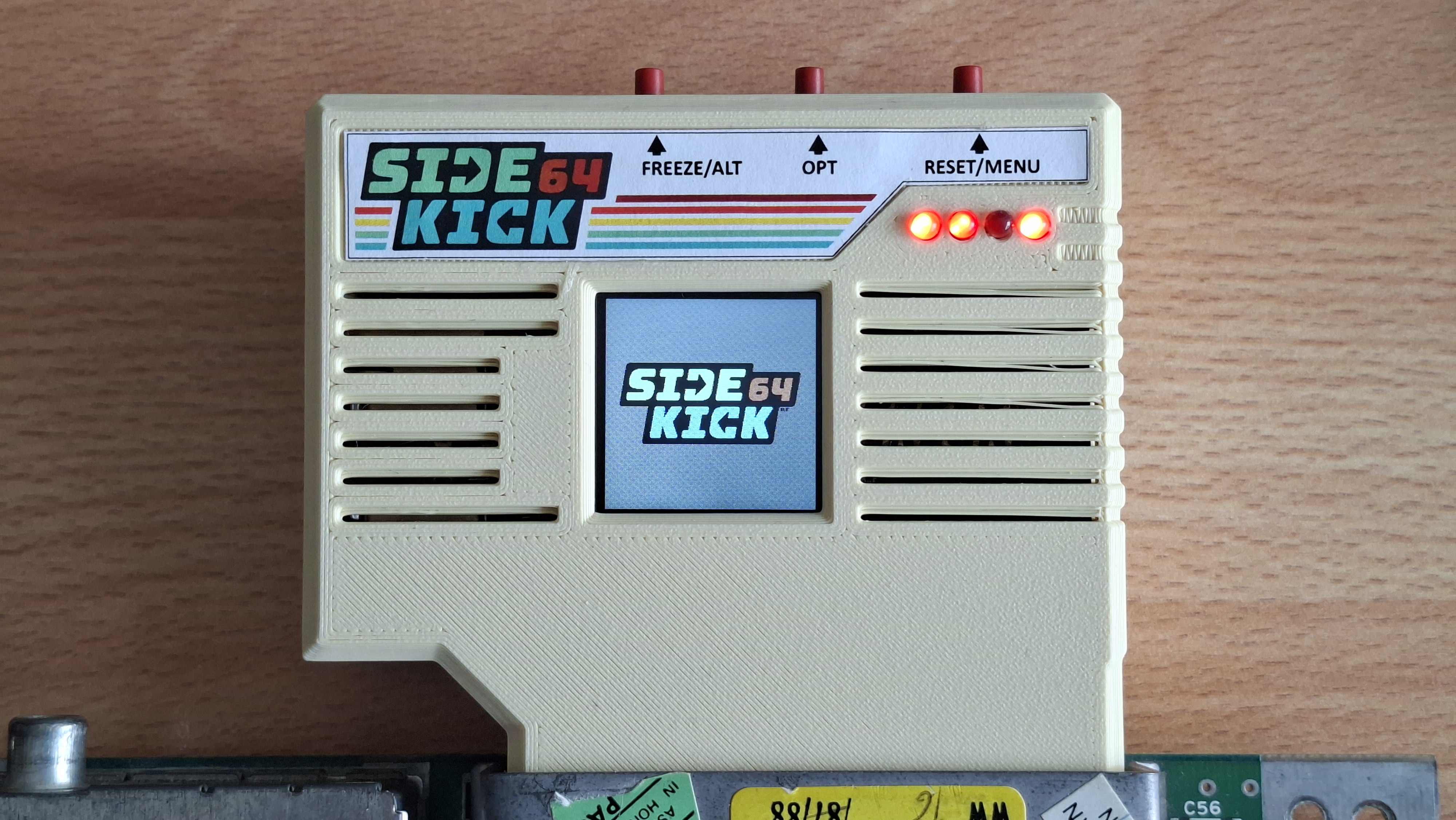 Sidekick64 Cartridge Case: 4 LED holes and closed jumper holes at upper side