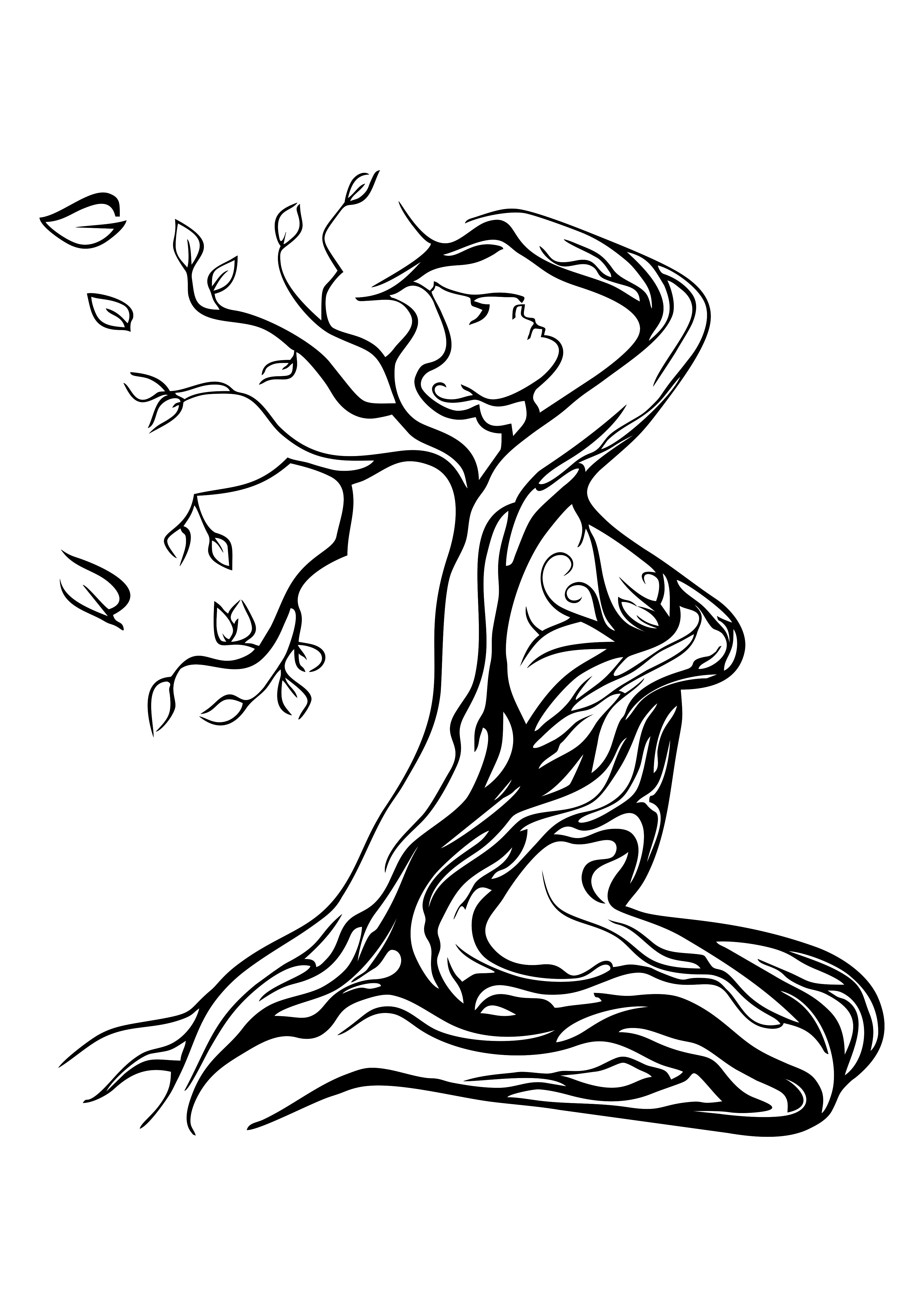 Girl Tree Lines wall art home decor