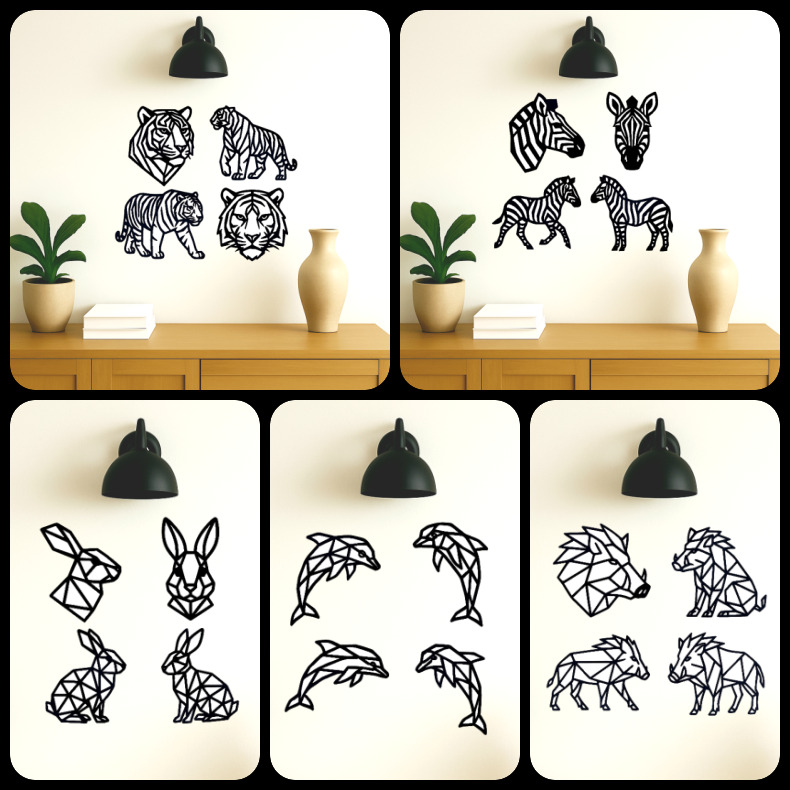 Decoration murale lowpoly de 20 animaux