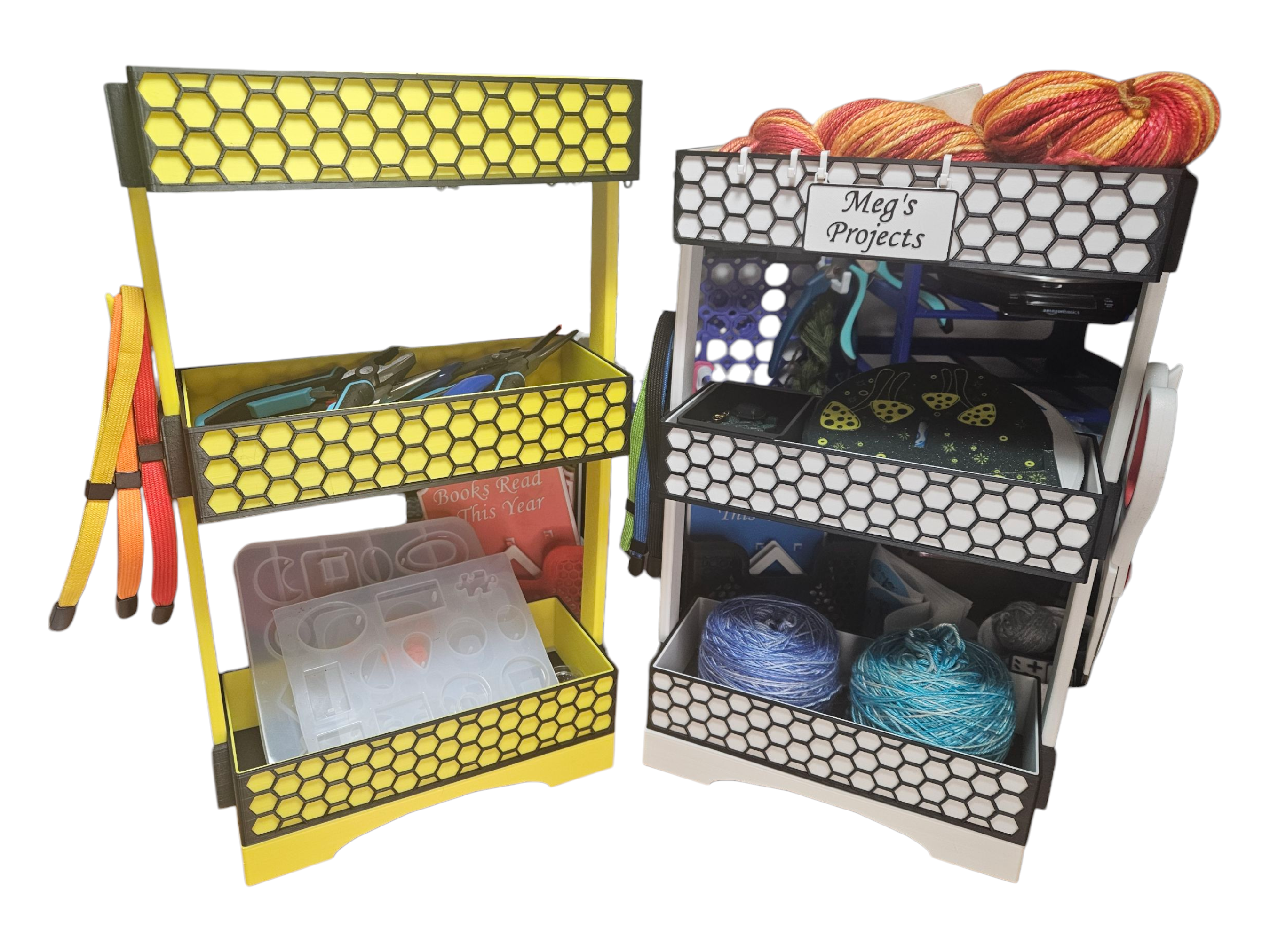 3-Tier Honeycomb Organizer with Sliding Tray & Custom Name Plate – Easy Print, Perfect Gift for Crafters