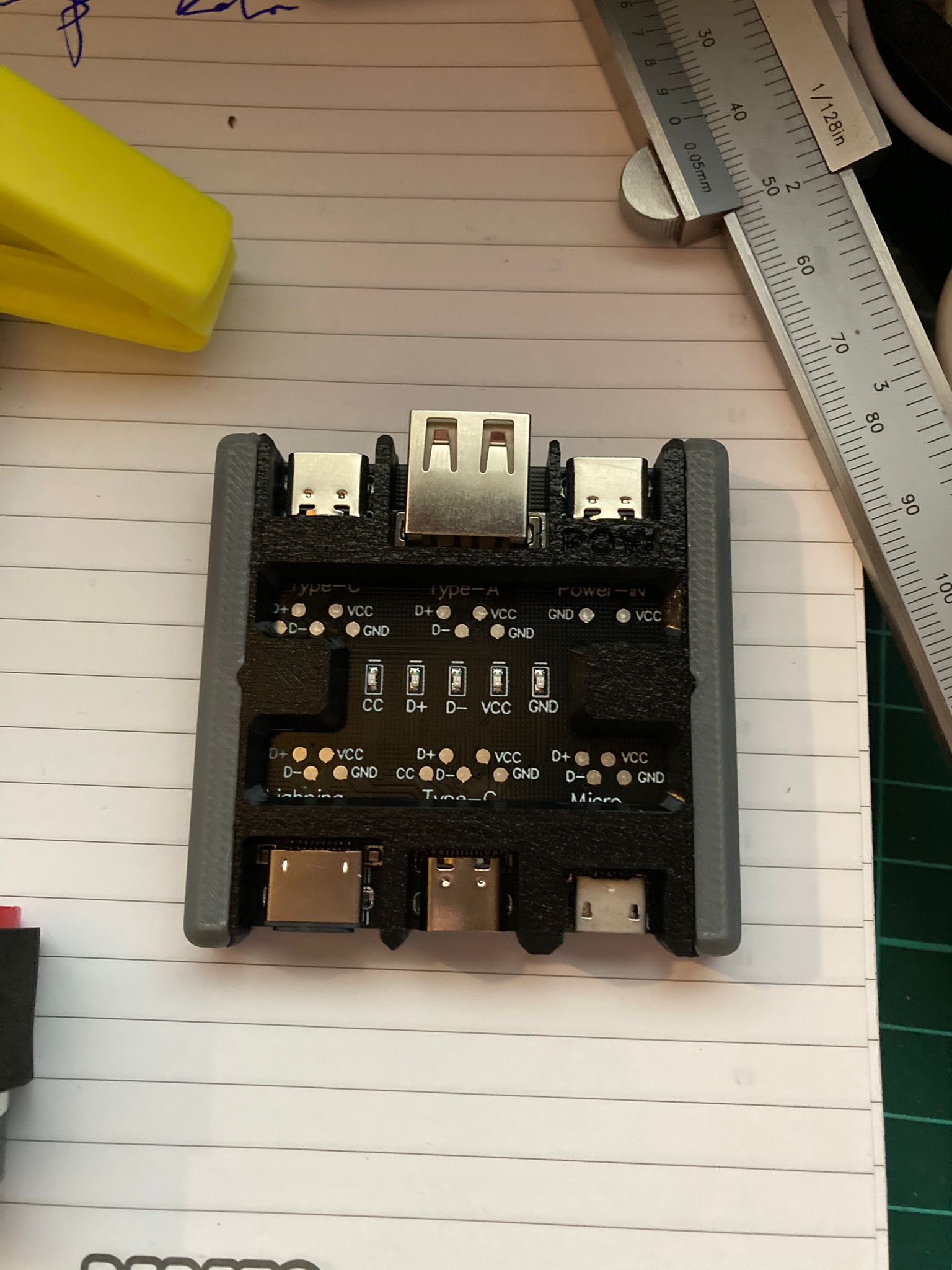 USB cable tester enclosure with open test points