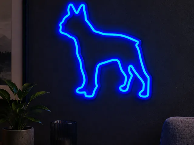 Sitting Dog Neon Sign 3D STL | Cozy LED Decor