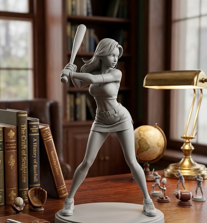 sexy woman playing baseball with bat