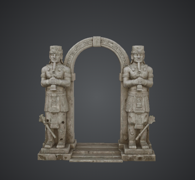 Ancient Guardian Archway – Temple Entrance with Warrior Statues