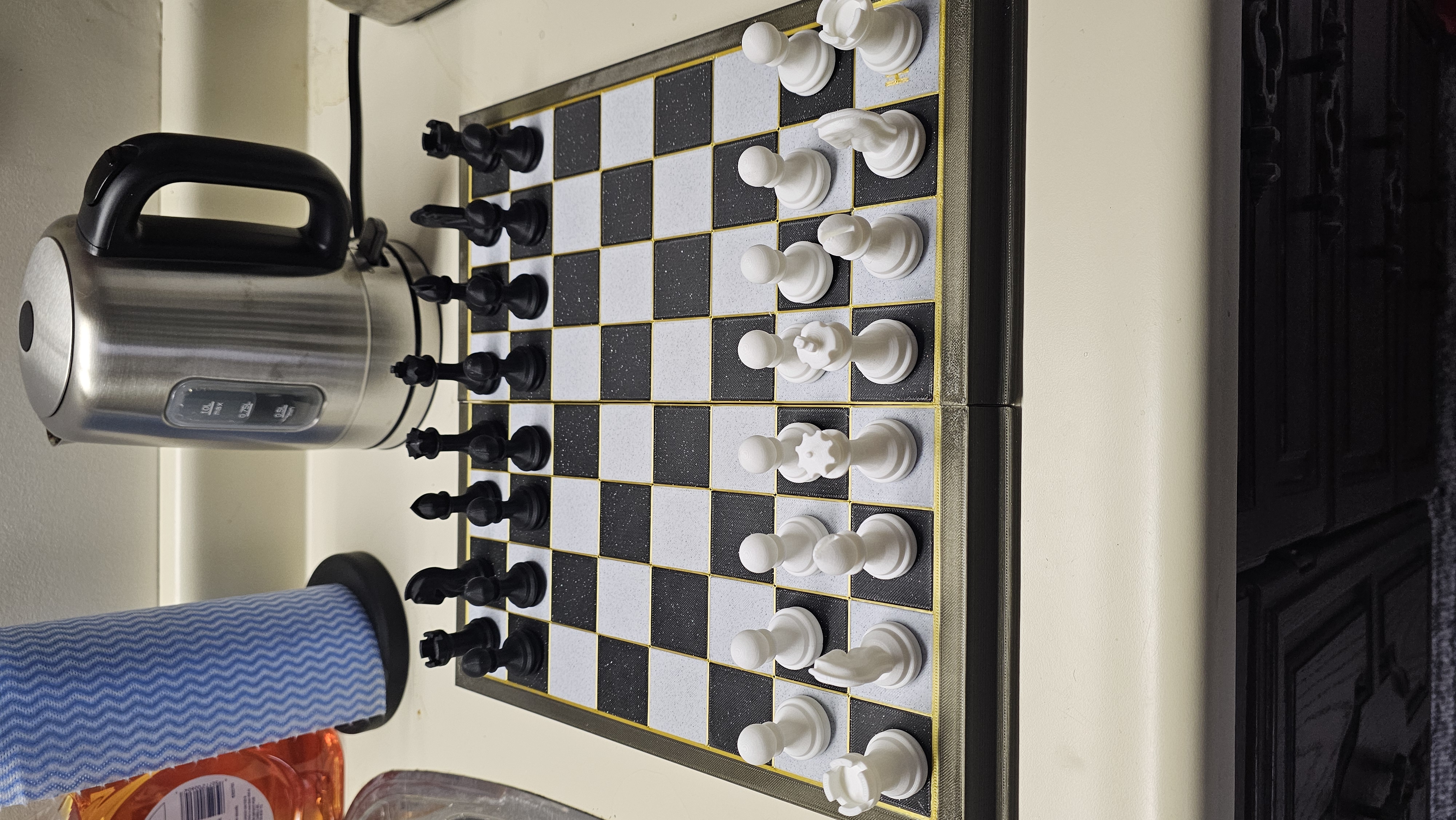 Folding chess board.