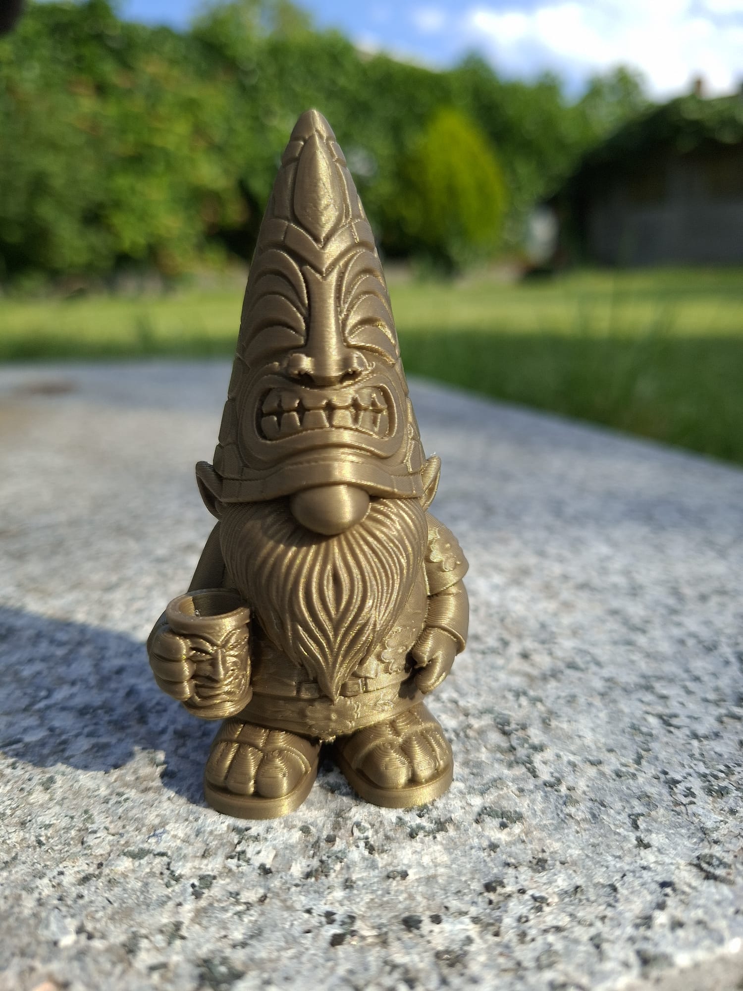 Tiki Gnome with Mug – Tropical Garden Guardian