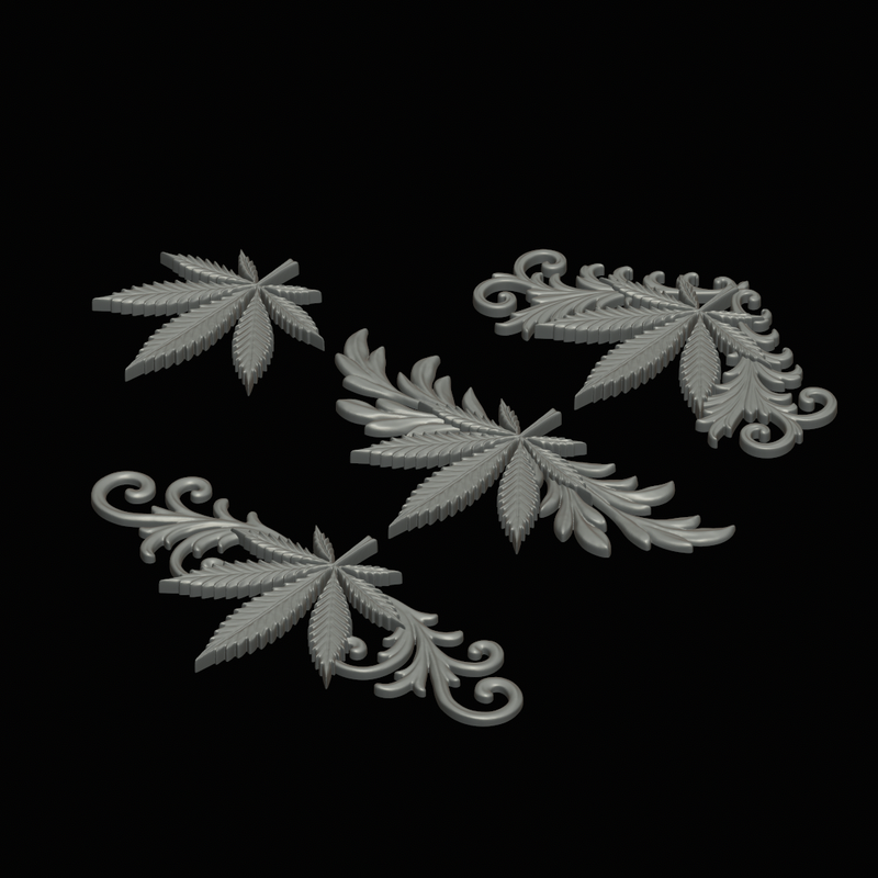 relief set cannabis leaf flower symbol model by Artman | Download free ...