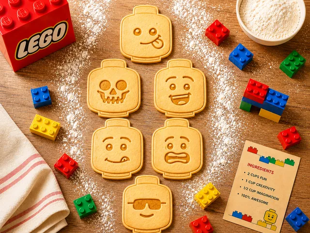 "Lego Head" Cookie Cutter + Stamp set