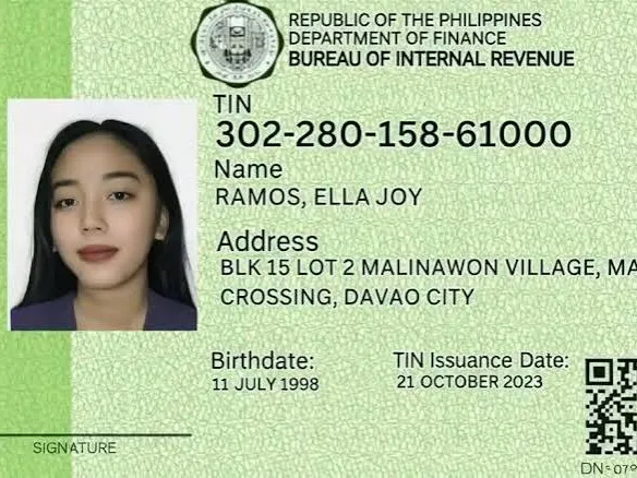 Sample Tax ID Card Plate