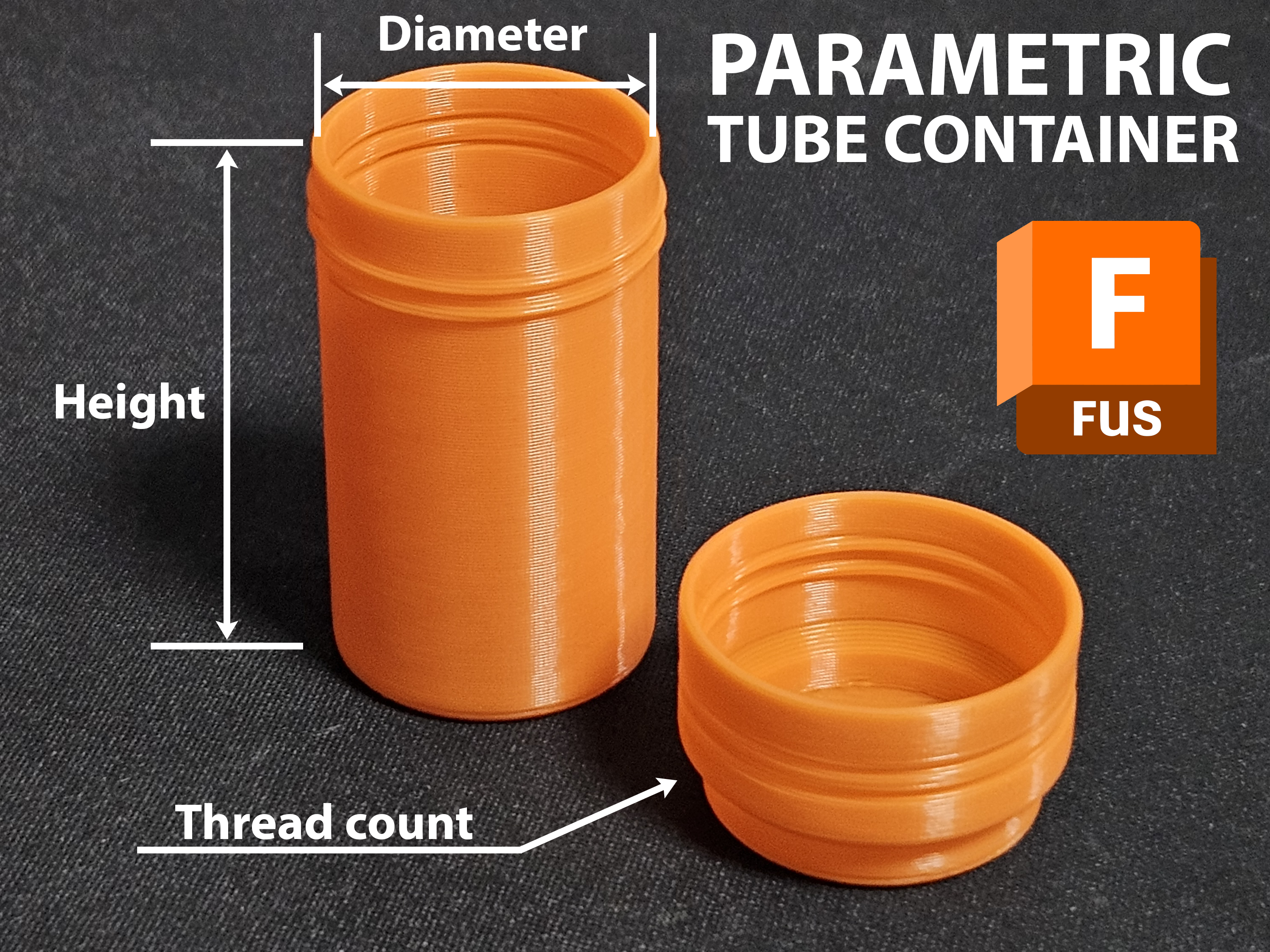 Parametric Tube Container System (Tube + Cap + Extension)