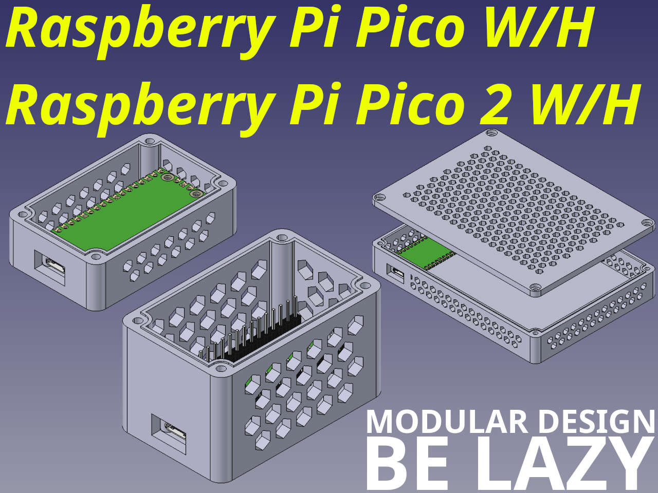 BE LAZY RPi Pico 2 modular electronics enclosure / case / box 3D model