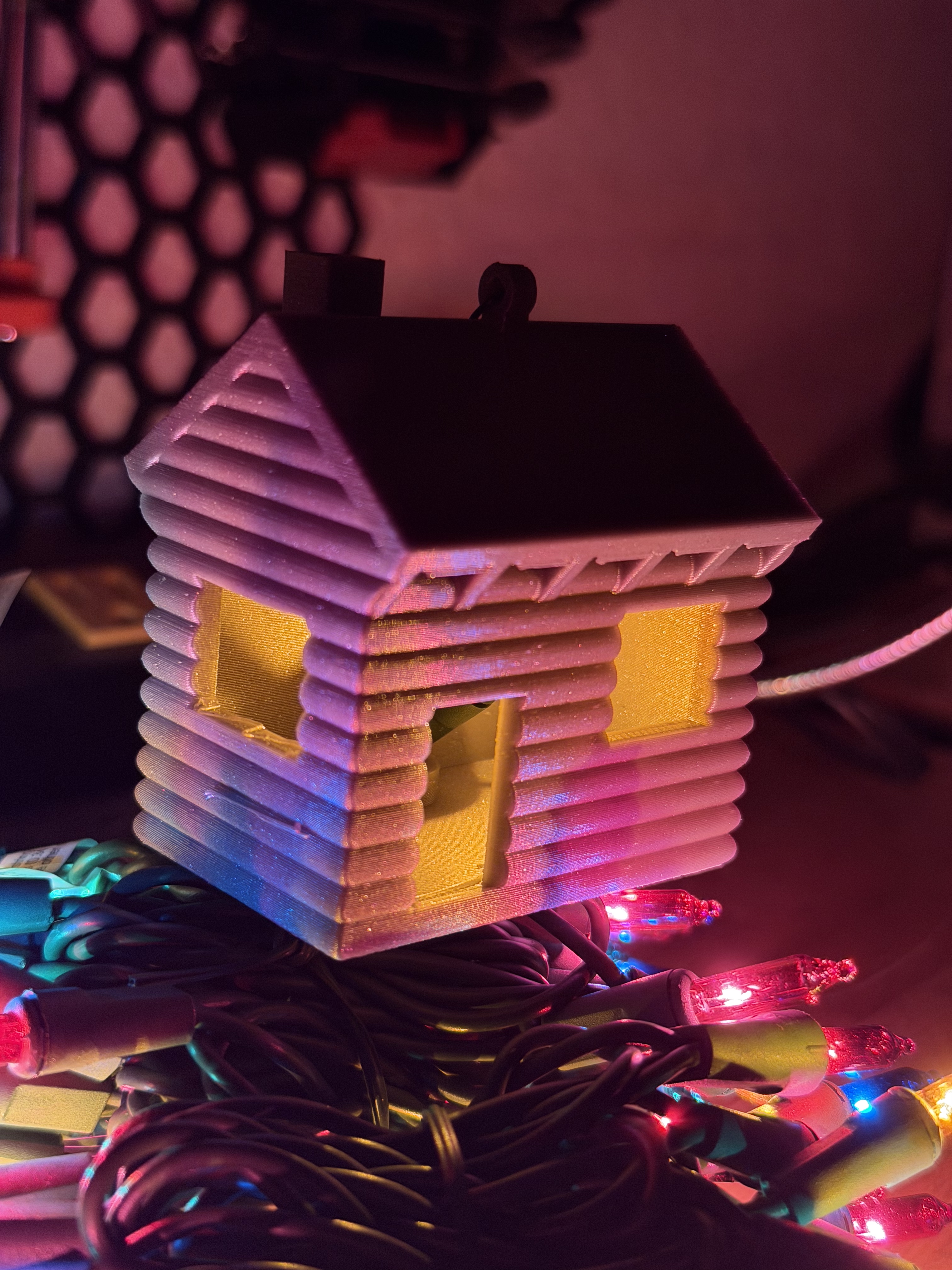 Lighted Cabin Tree Ornament