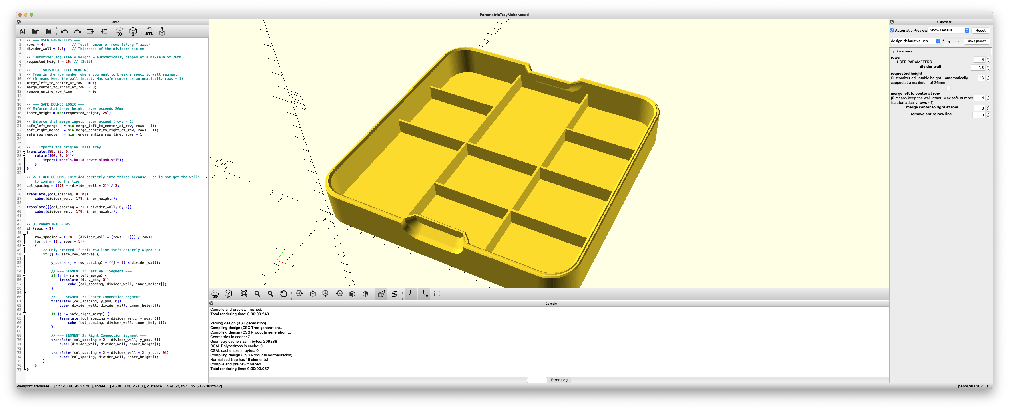 Parametric Stackable Build Tray (OpenSCAD / Wave Bottom) — miniatura 5