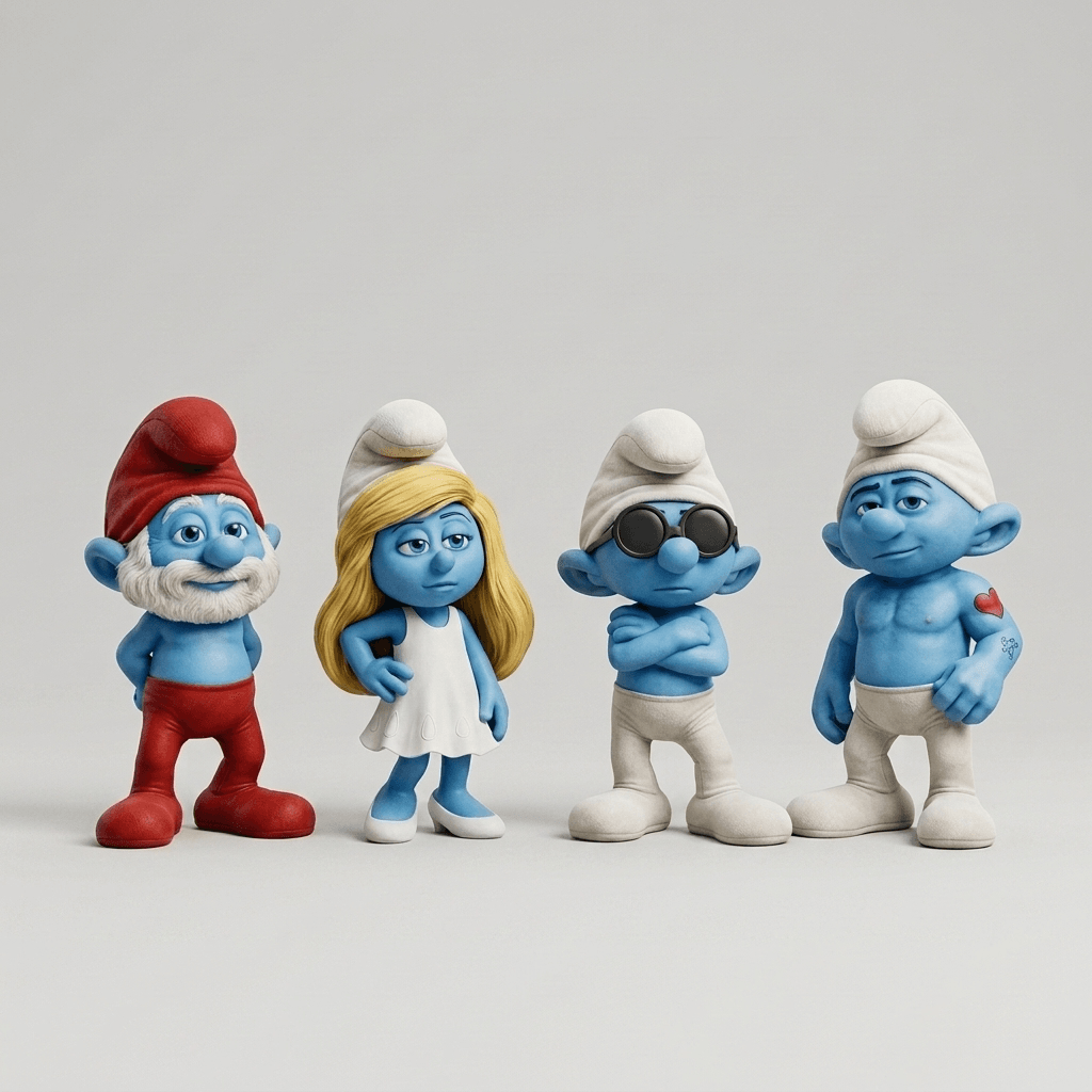The Smurfs - Papa, Smurfette, Brainy and Hefty - 1981