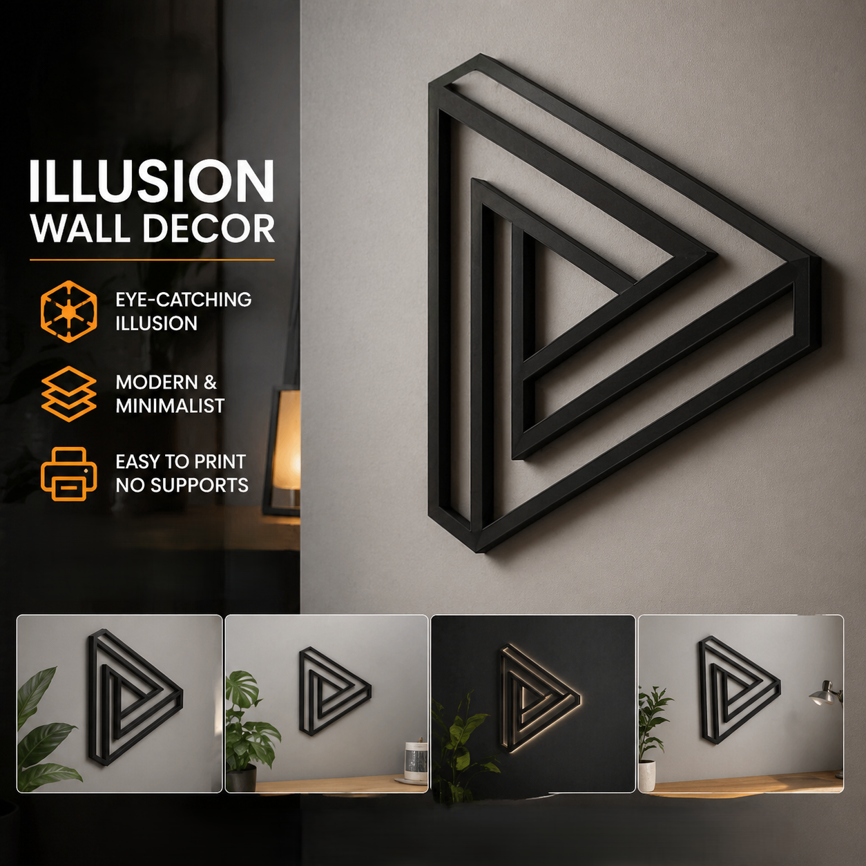 Simple modern optical illusion wall art