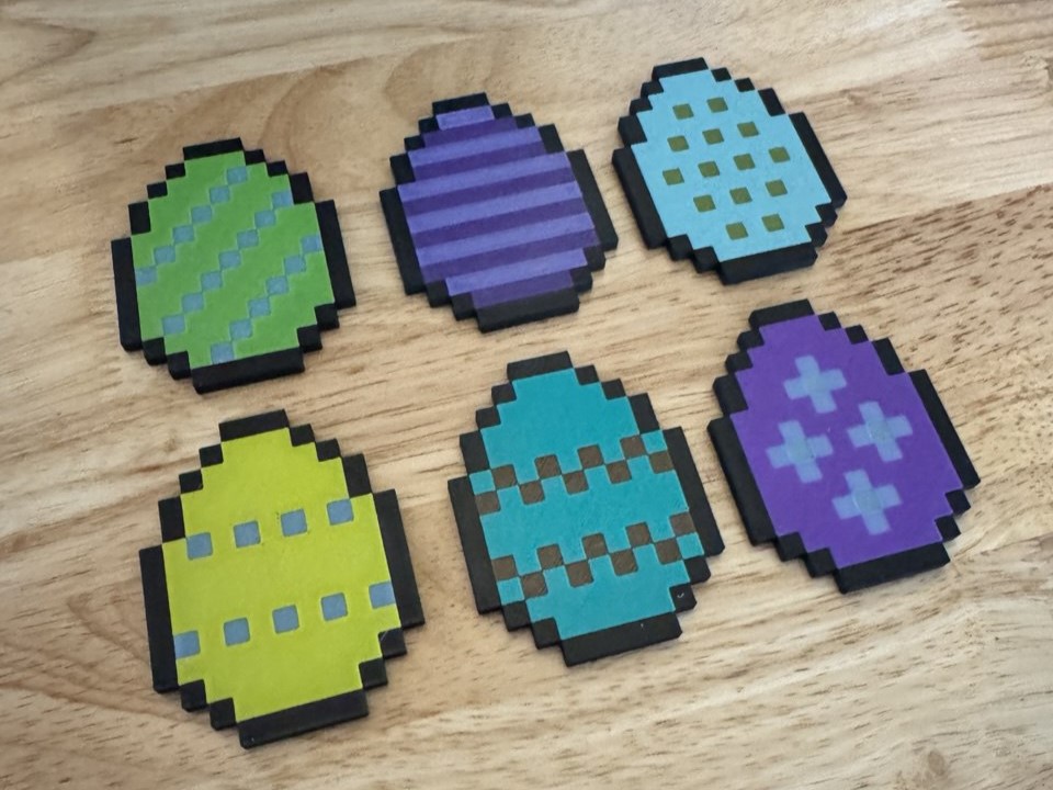 8-Bit Easter Eggs - Fridge Magnet (Hot-Swap, Multi-Color) | Decoration For Whiteboard, Refrigerator, Locker, Cabinet | Home & Kitchen Essential, Classroom Office Supplies |