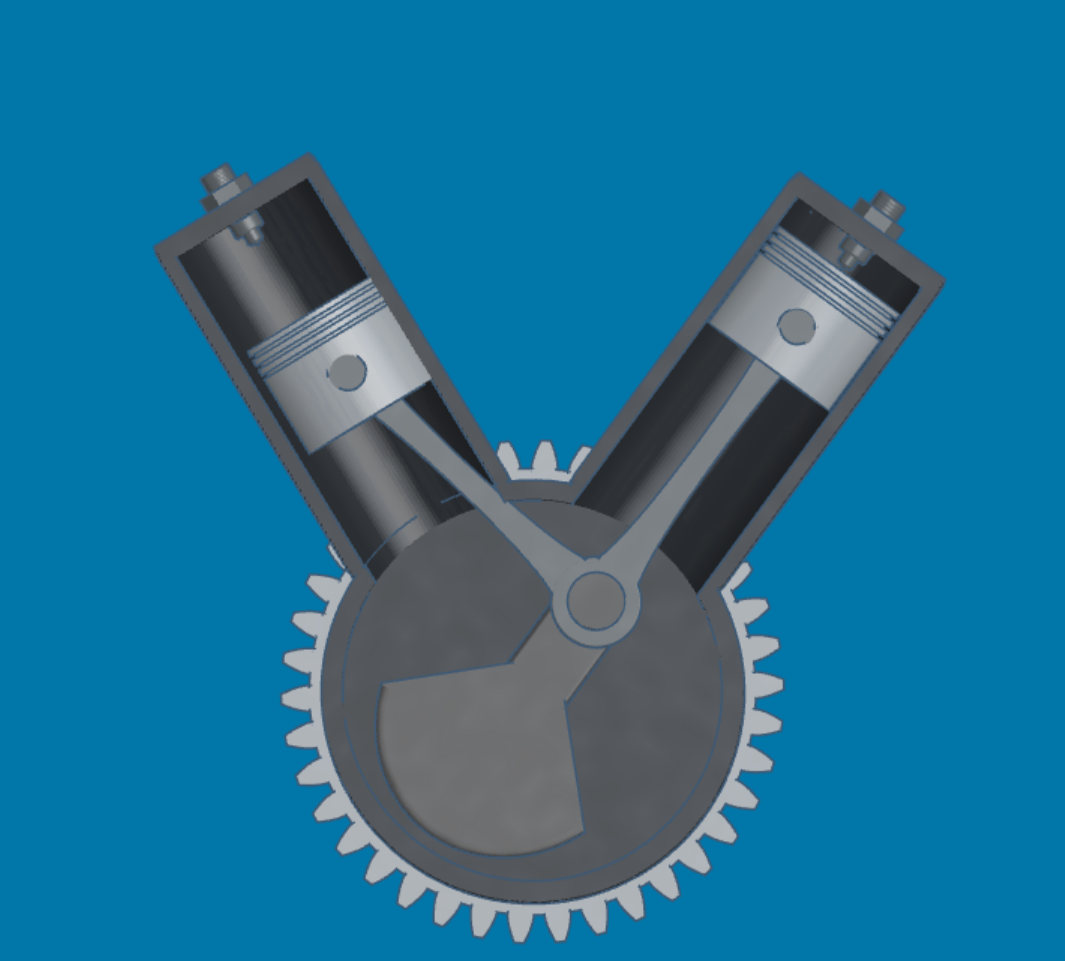 Two Cylinder V-Twin 2 Stroke Fidget Engine.