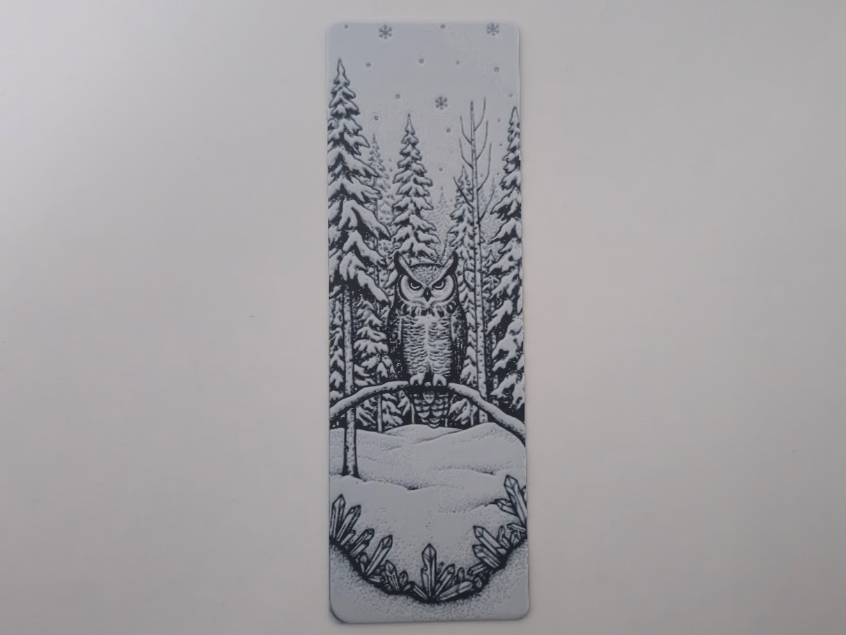 Horned Owl Winter Crystal Forest Bookmark