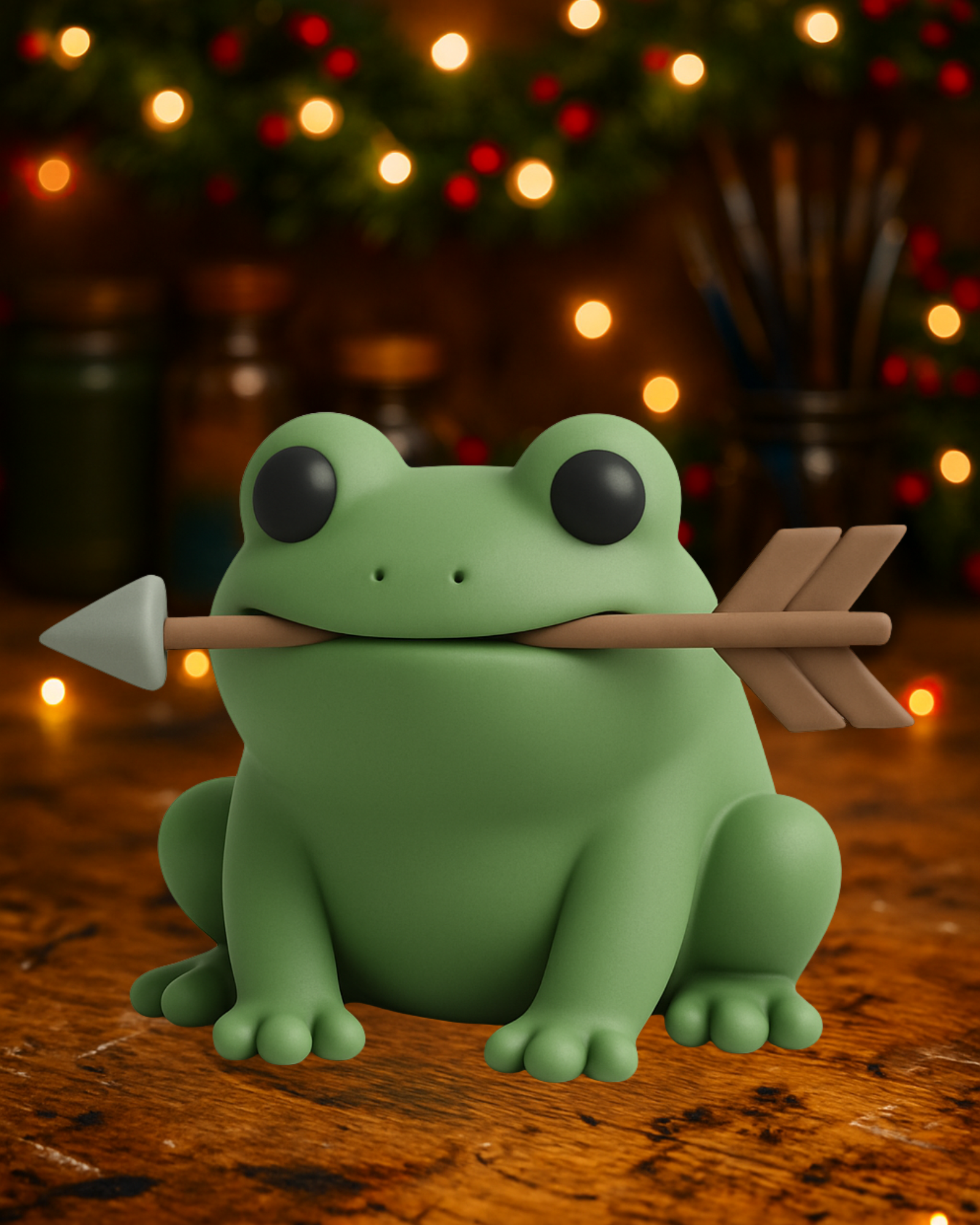 Cute Frog Figurine with Arrow