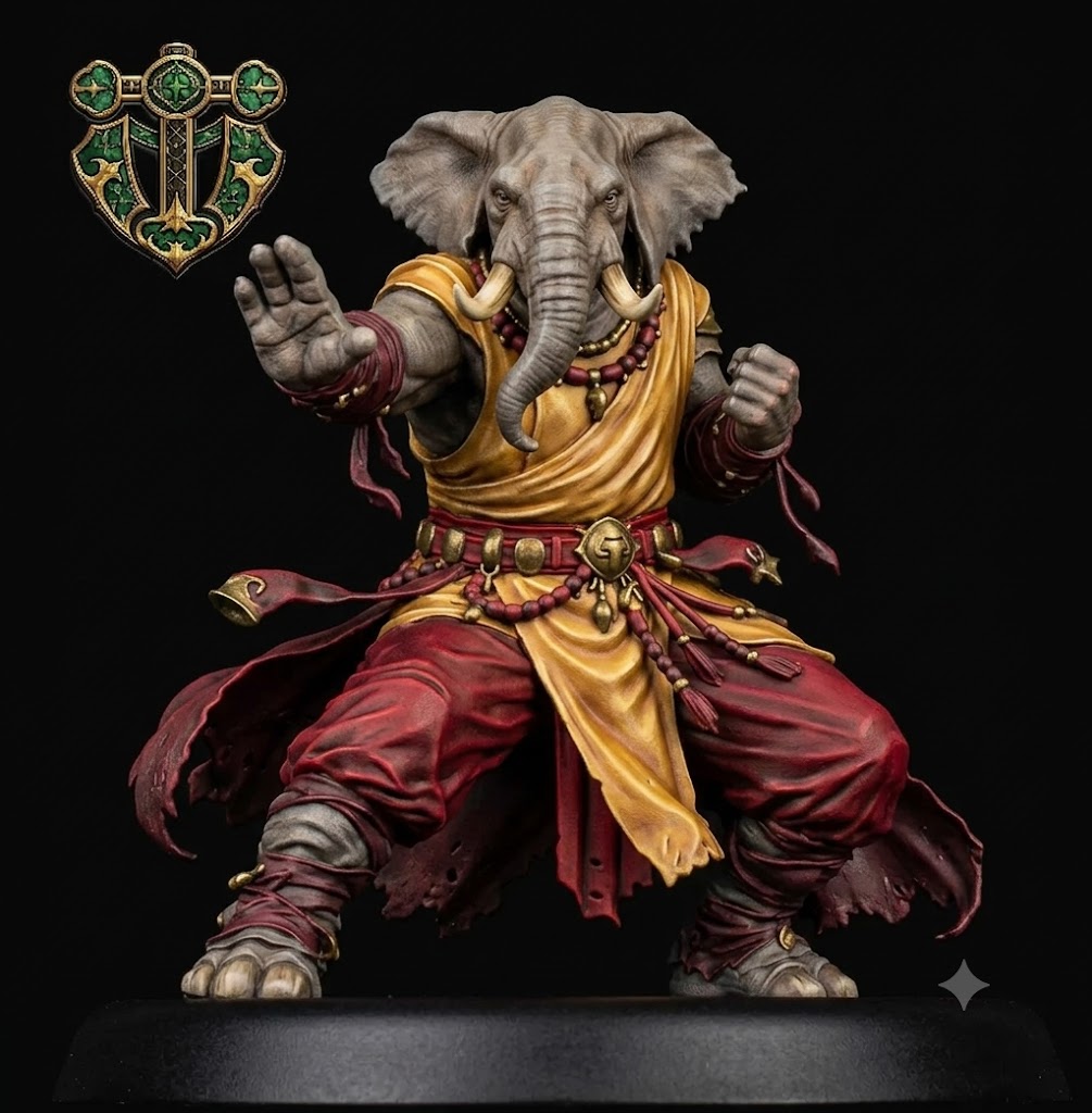 Miniatura 2 do modelo 3D Loxodon Monk
