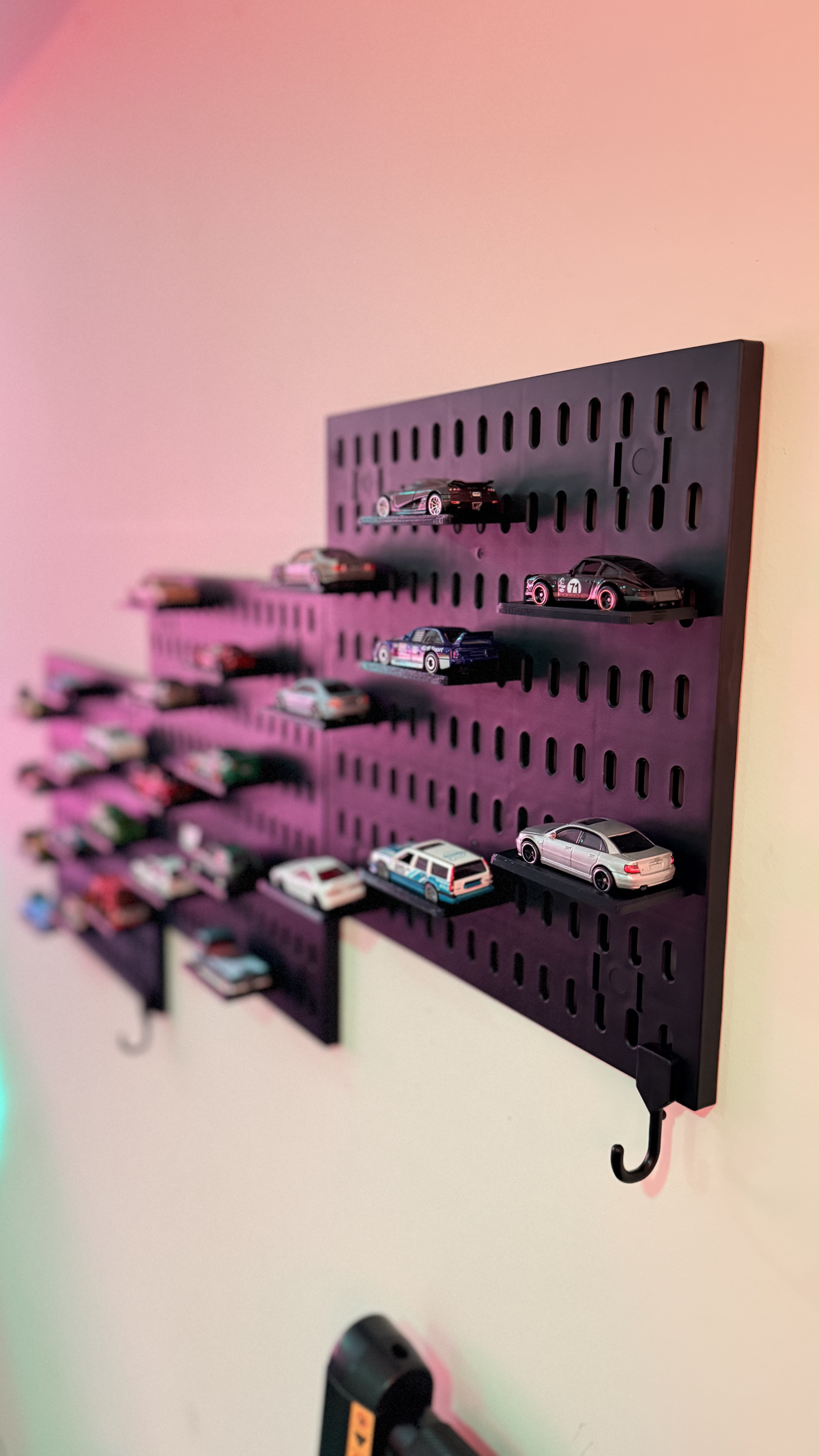 Hot Wheels Display Shelf for the Zestify Pegboard Kit