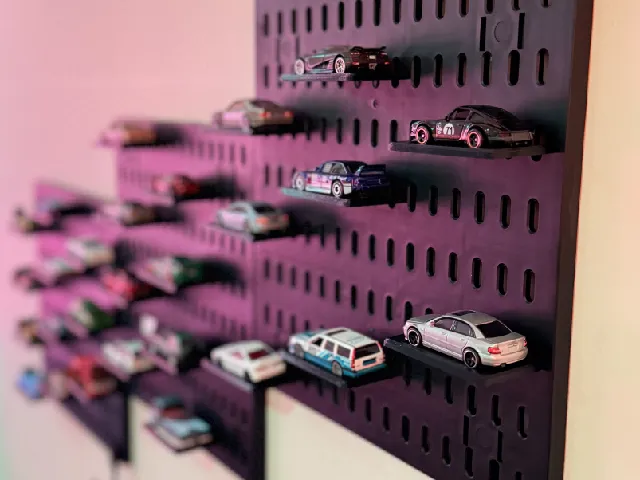 Hot Wheels Display Shelf for the Zestify Pegboard Kit