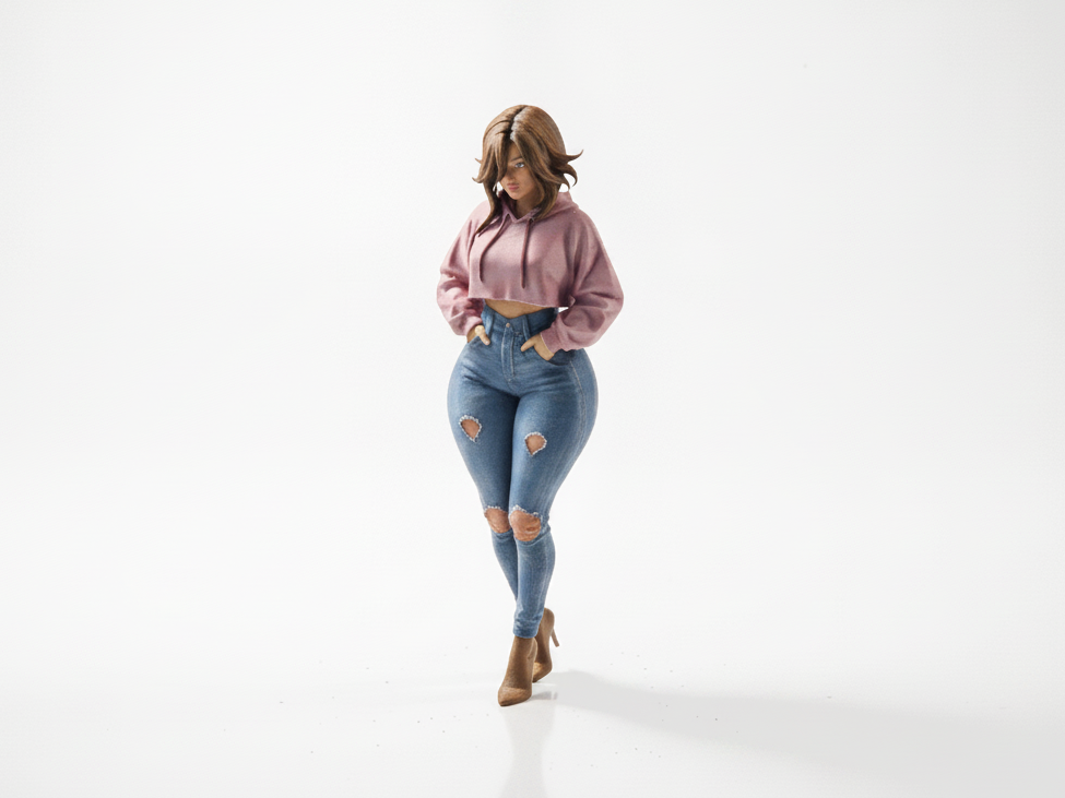 Female Figure Hoodie Outfit Statue 3D Printable