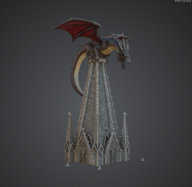 Dragon Perched on Gothic Cathedral Spire – Epic Fantasy Tower