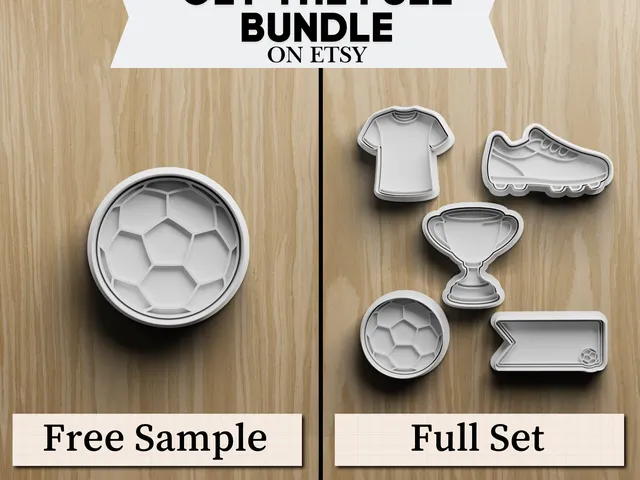 Free Sample of 5 Soccer Cookie Cutter STL Set with Jersey, Cleat, Trophy, Ball and Banner