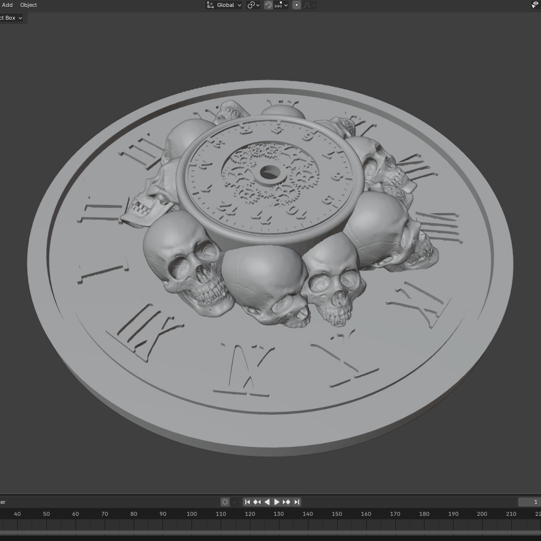 Miniatura 9 do modelo 3D Gothic Skull Clock