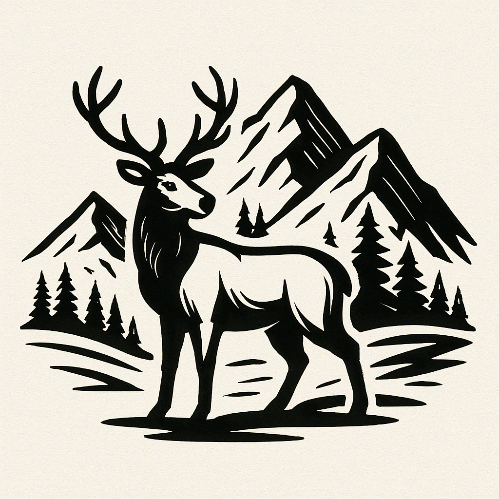 Deer with mountain