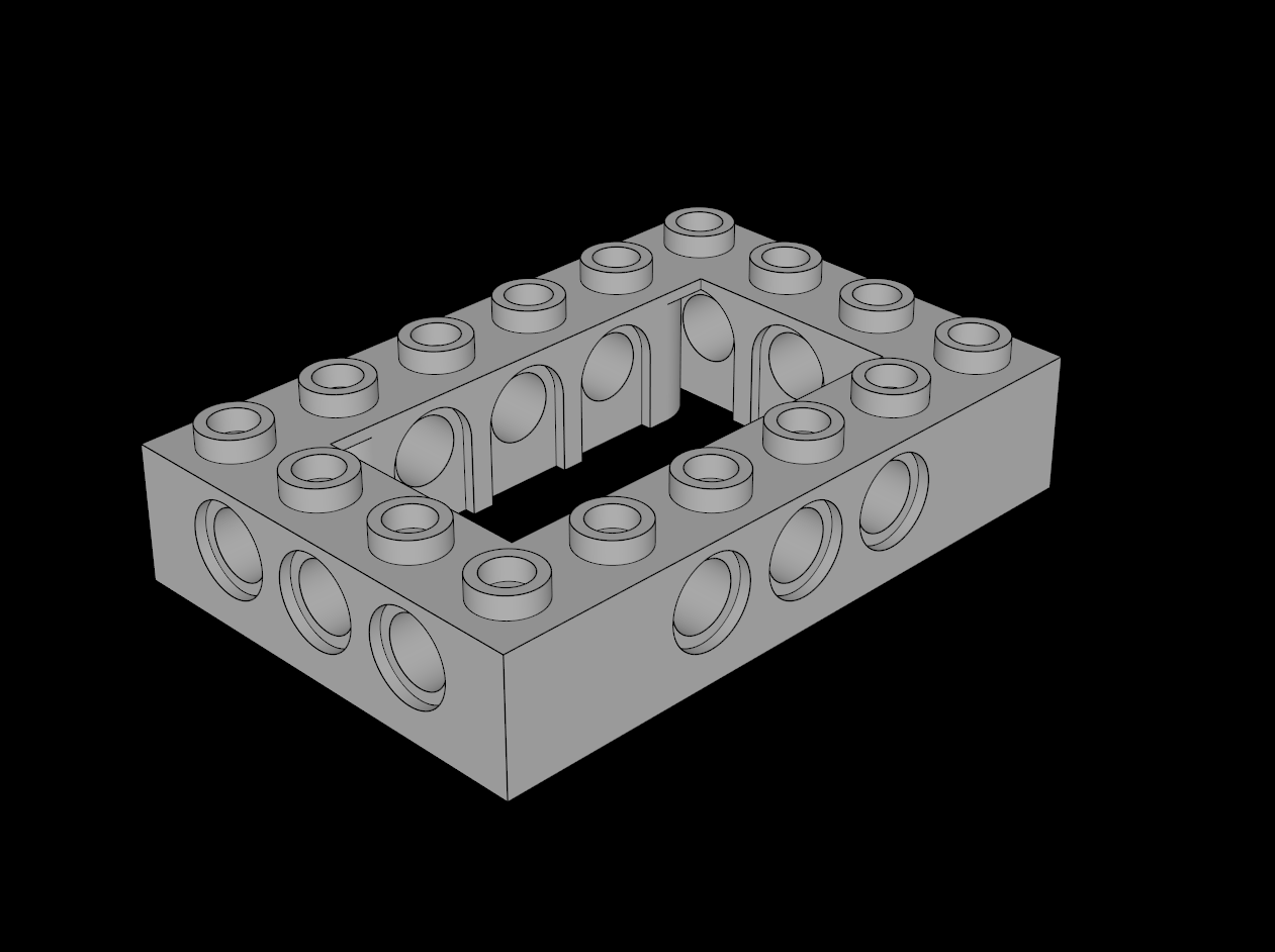 Lego Compatible (32531a.dat) Technic Brick  4 x  6 with Open Centre  2 x  4 with Cross Underside Studs