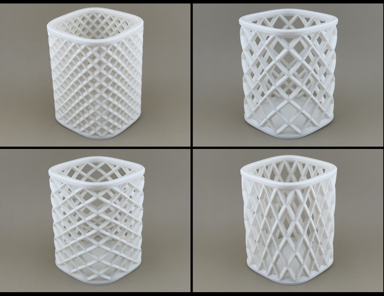 Squircle Diamond Lattice Open Frame Strong Pen Pencil Holder Set - Chic home and office decor