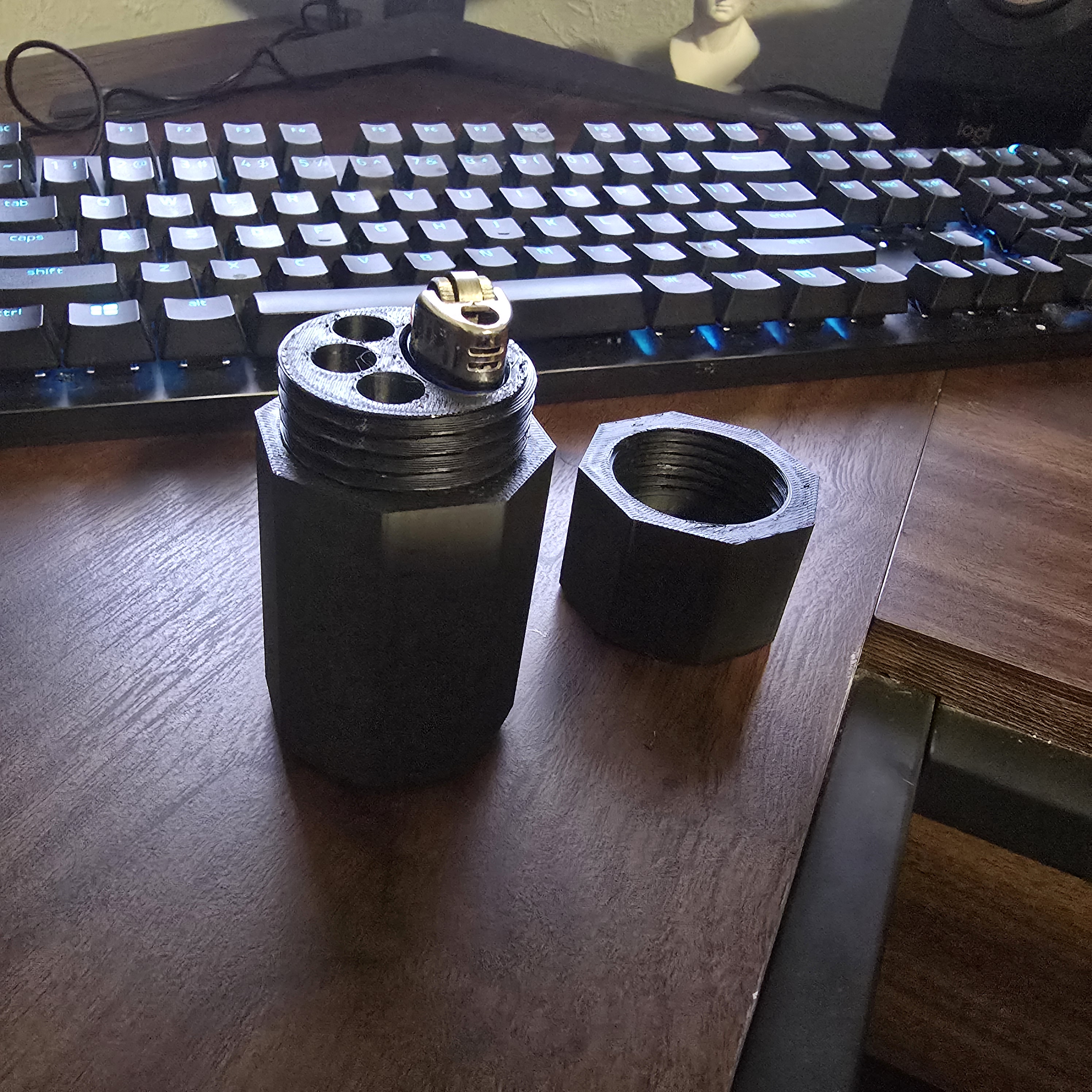 Container for 3 Joints/Cigarettes + Bic Lighter