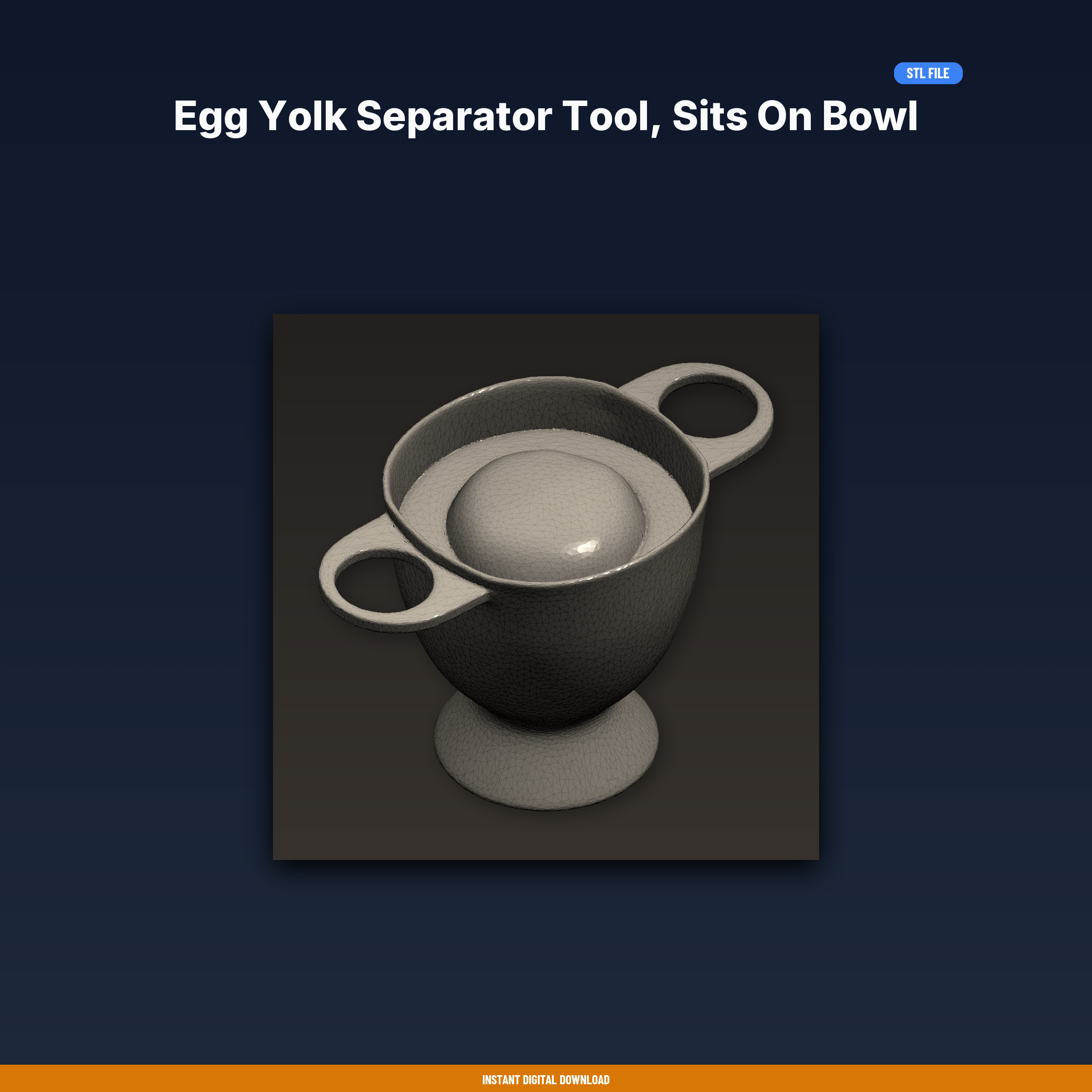 Egg Yolk Separator Tool, Sits On Bowl Edge, Fun Character Design, - 3D Printable STL File