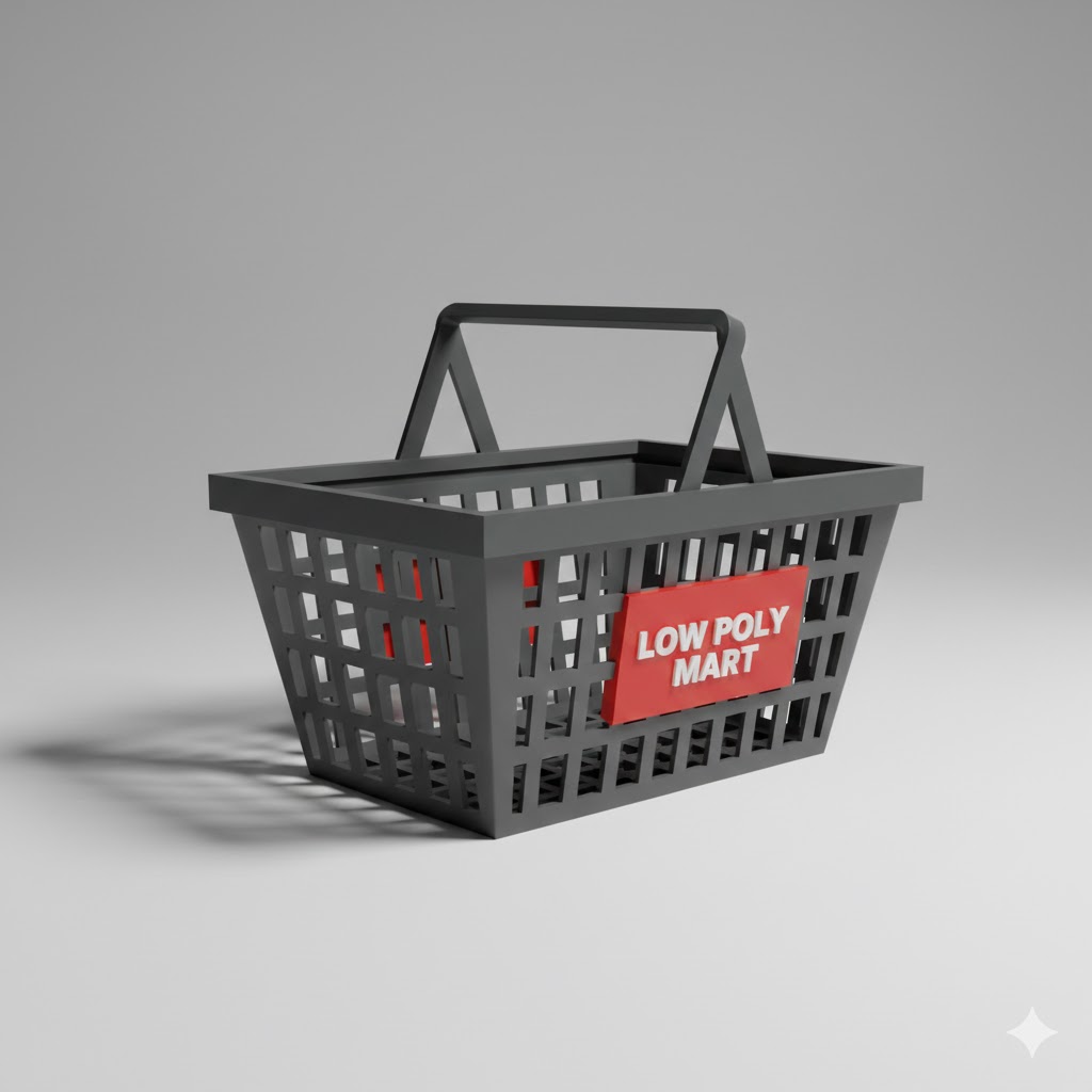 Low Poly Shopping Basket
