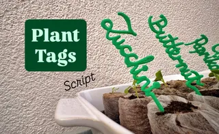 Vertical Plant Tags in Handwriting Script for 13 Plants