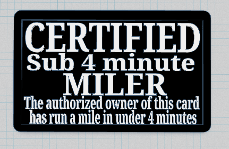 Sub 4 Mile Certification Card