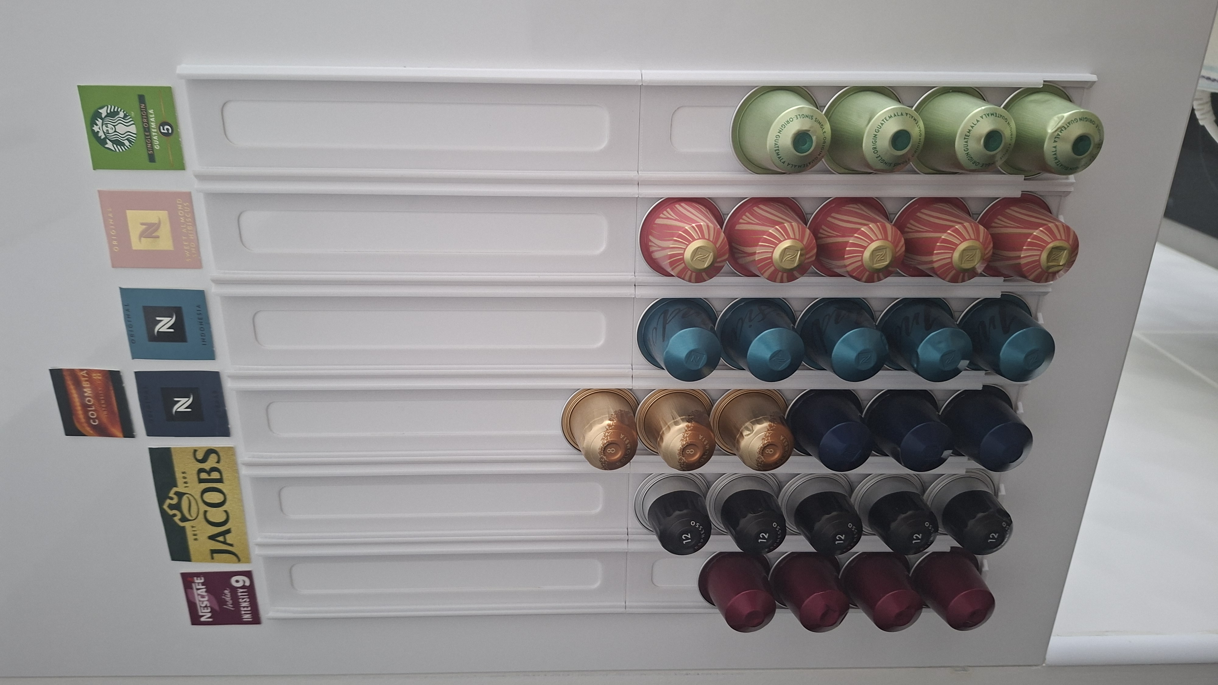 Nespresso capsule wall holder with wider backing
