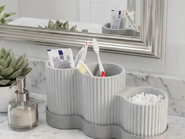 Textured Bathroom Organizer (Toothbrushes, Toothpaste, Q-tips)