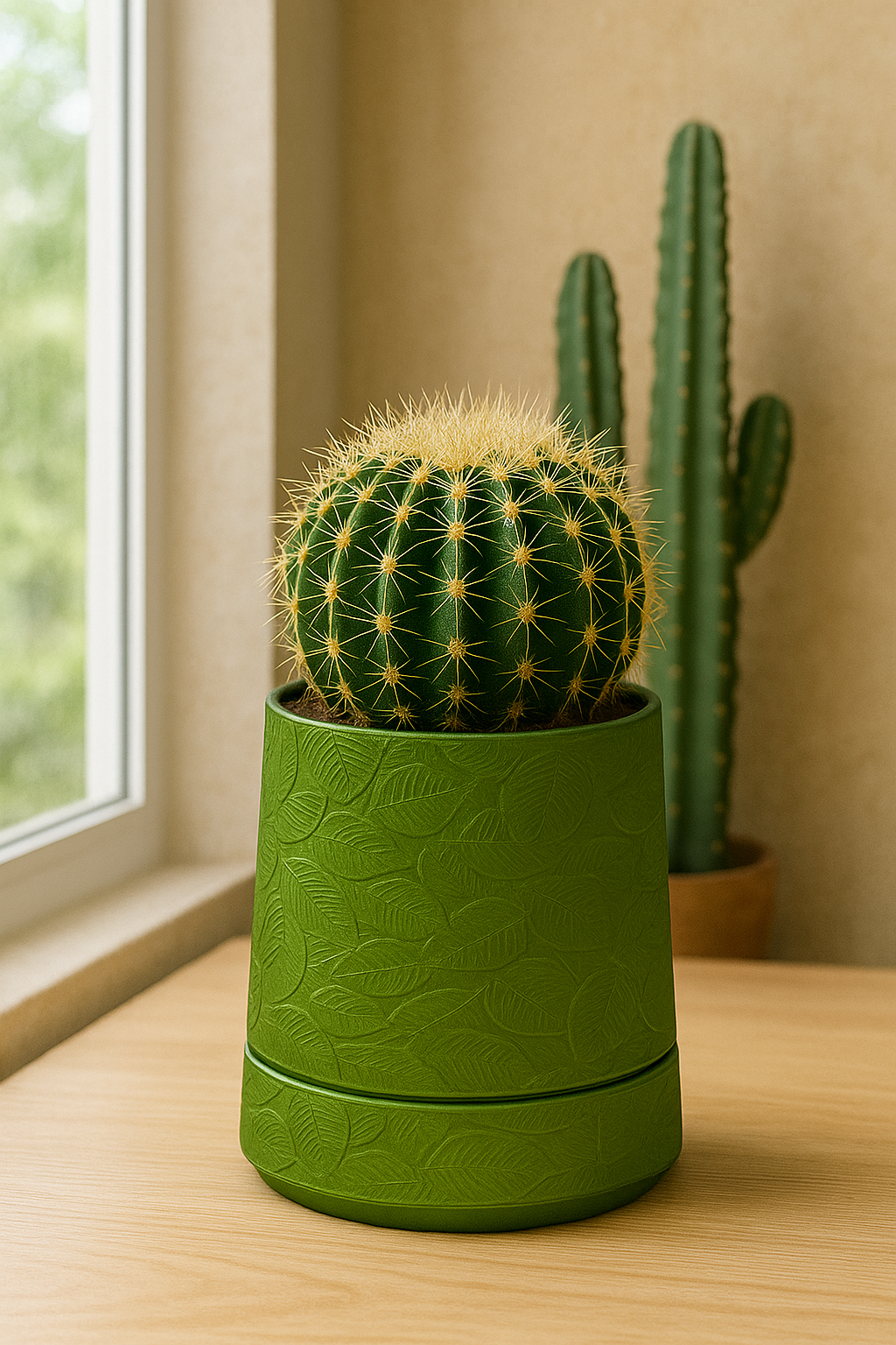 Leaf pattern flower pot & drip tray