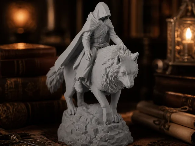Wolf Rider Guardian Sculpture