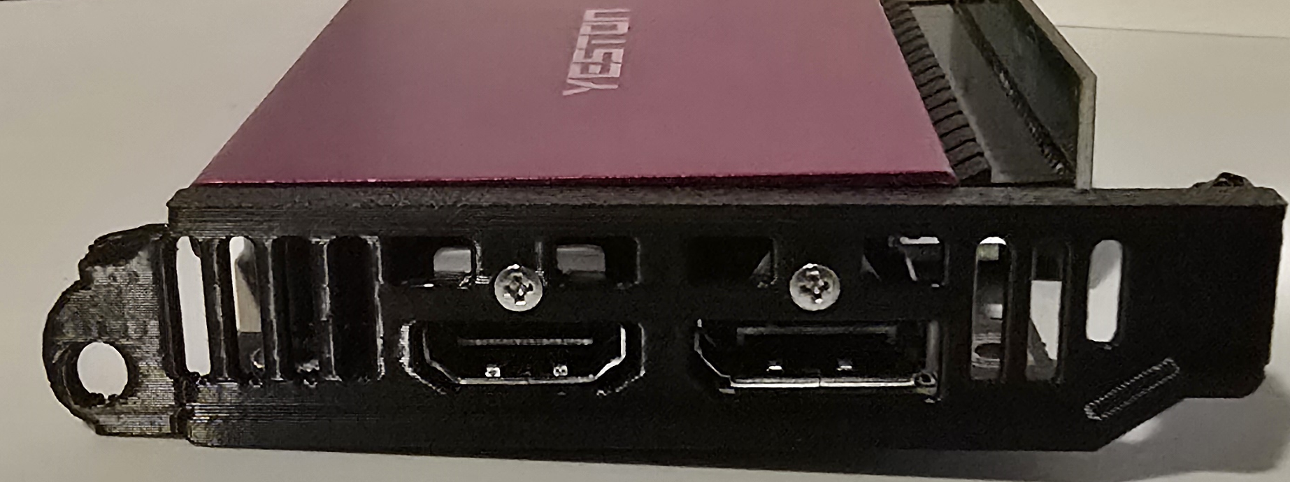 Lenovo M720q Custom bracket for Yeston RTX 3050 Low Profile video card.