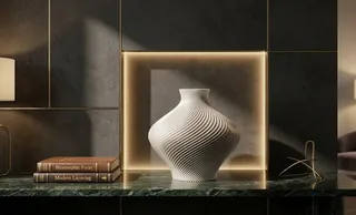 Modern Ribbed Sculptural Vase