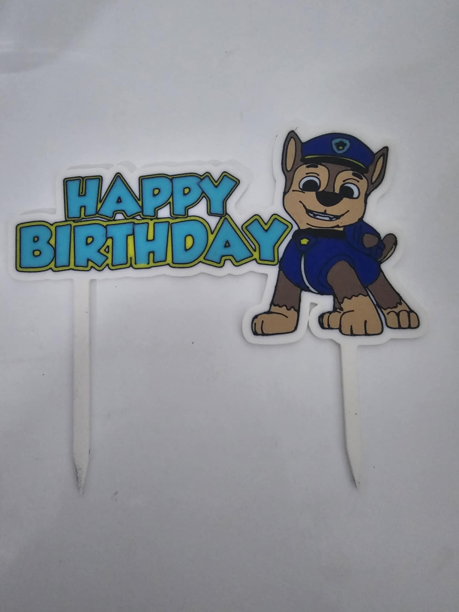 multi colour paw patrol Happy birthday topper
