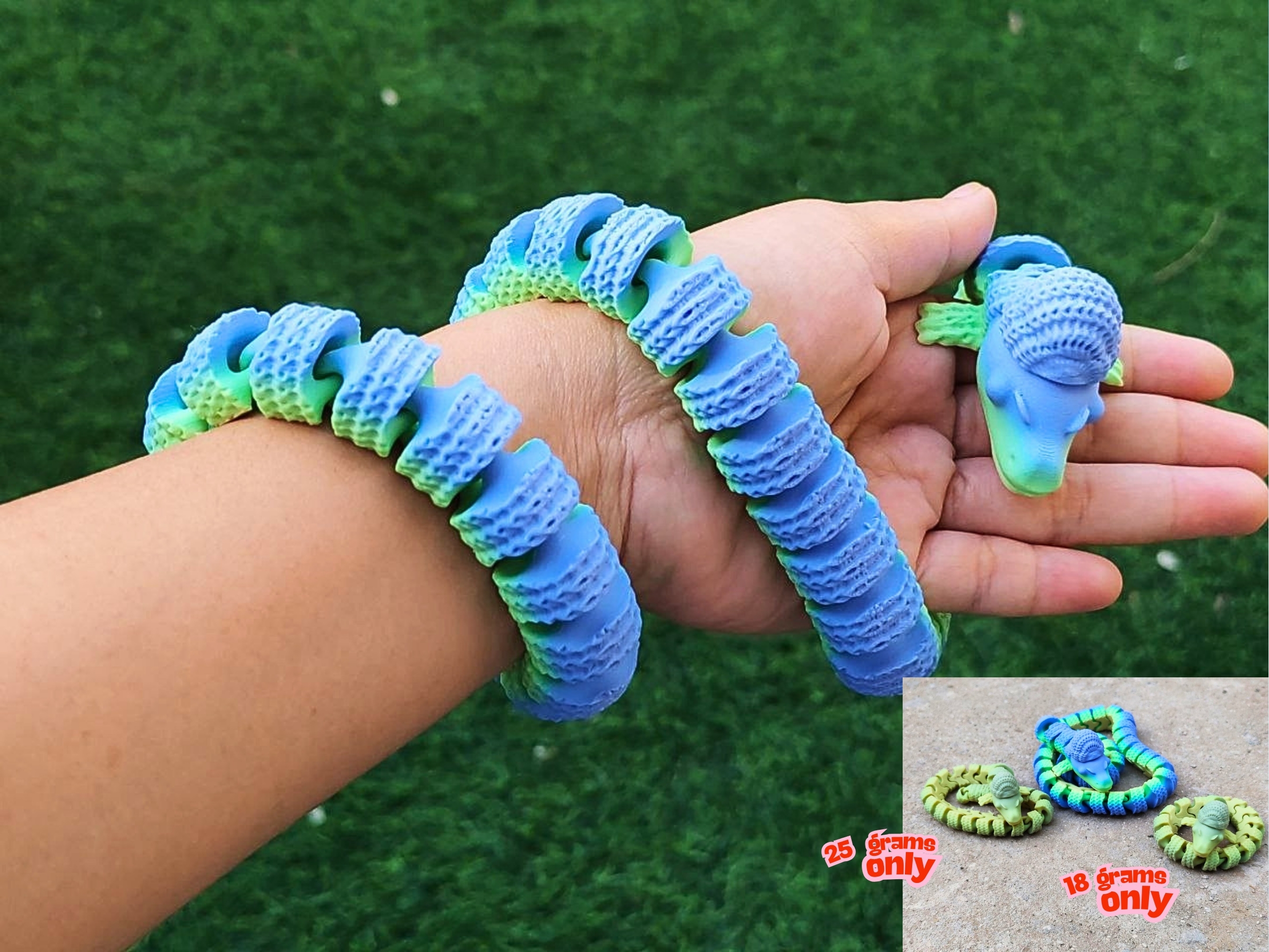 Cute Araticulated Knitted Snake Print in place. 3 models