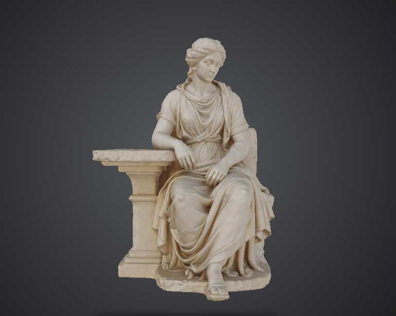 Classical Roman Woman Statue 3D Printable Model – Seated Marble Sculpture