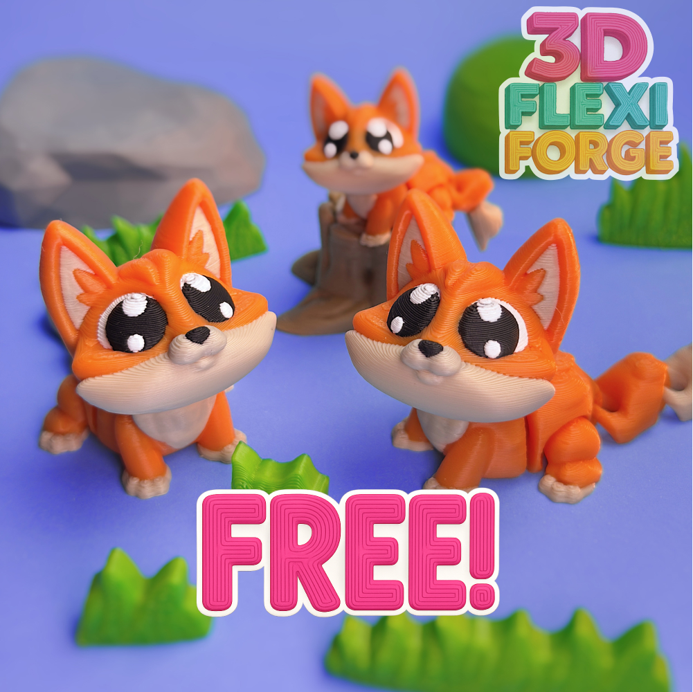 Flexi Cute Fox Print-in-place & Keychain