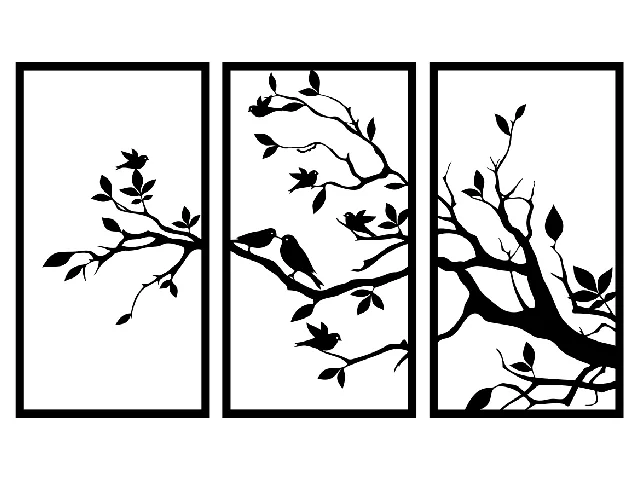3 Panenel Branch Trees scalable birds wall art home decor