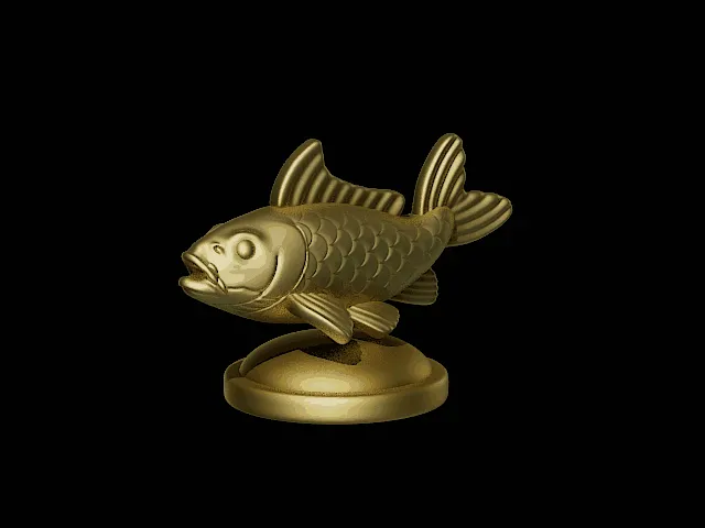 Cartoon Common Carp Statue with Base – Design 1
